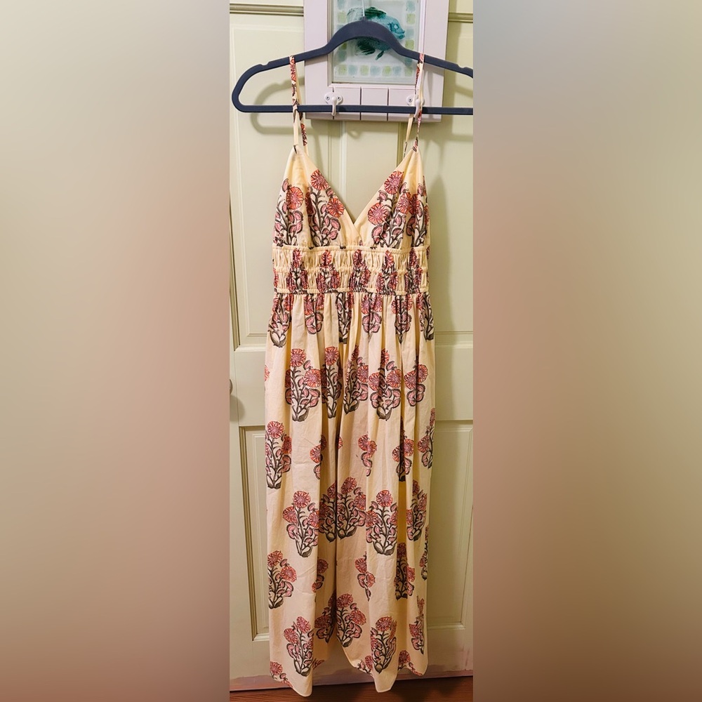 J. Crew smocked waist v neck poplin sundress